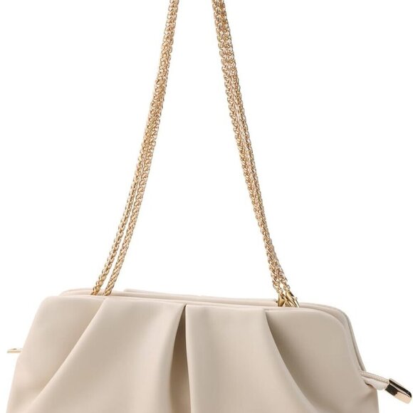 Women Women PU Clutch Bag Formal Crossbody Purse with Chain & Detachable Strap